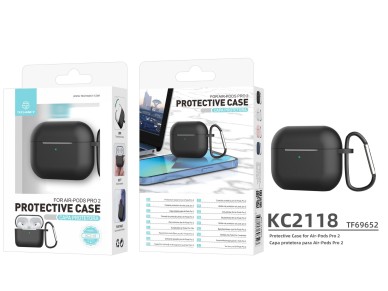 Capa de silicone para auriculares Techancy, KC2118, compat�vel com AirPods Pro 2.� gera��o, Preto