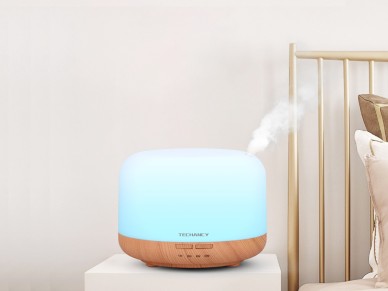 Difusor de aromaterapia Techancy, LD3911, con funci�n humidificador, blanco con veta de madera