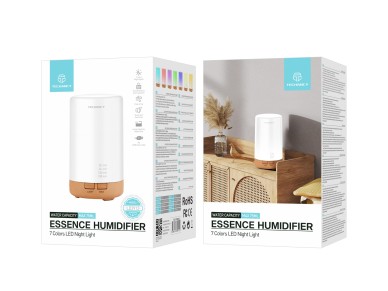 Difusor de aromaterapia Techancy, LD3912, con funci�n humidificador, blanco con veta de madera
