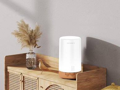 Difusor de aromaterapia Techancy, LD3912, con funci�n humidificador, blanco con veta de madera