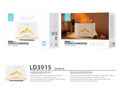 Difusor de aromaterapia LED Techancy Flame, LD3915, con funci�n de aceleraci�n, color blanco
