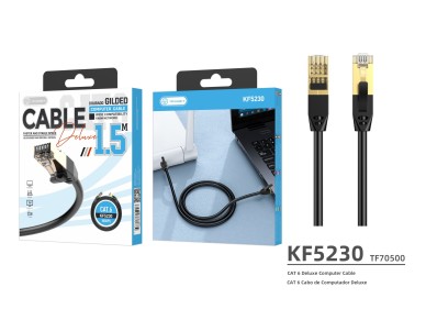 Cable de red Techancy CAT-6, KF5230, conector RJ45 chapado en oro, 1,5 metros, negro
