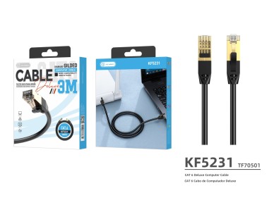 Cable de red Techancy CAT-6, KF5231, conector RJ45 chapado en oro, 3 metros, negro