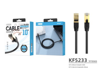 Cable de red Techancy CAT-6, KF5233, conector RJ45 chapado en oro, 10 metros, negro