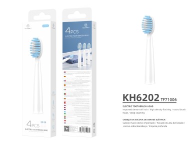 Techancy Electric Toothbrush Heads Replacement Set, 4 Pieces, KH6202, White + Blue