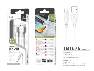 Techancy Cabo De Dados Usb-Tipo-c, TB1676 1M 2,4A Carregamento R�pido, Transfer�ncia De Dados, Branc