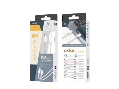 Cable de datos de carga rápida Techancy PD de 18 W, 1,2 m, TB1680, puerto USB-C, IP8/X/11-14, c