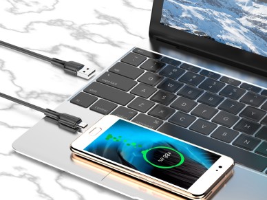 Techancy USB-Micro Data Cable Black 1m TB1699, Fast Charging 2.4A, Supports Data Transfer, PVC Mater