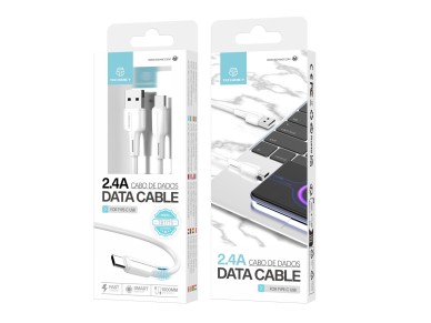 Cable de datos USB tipo C Techancy , blanco, 1 m, TB1715, carga rápida de 2,4 A, compatible con