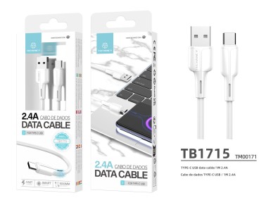 Cable de datos USB tipo C Techancy , blanco, 1 m, TB1715, carga rápida de 2,4 A, compatible con