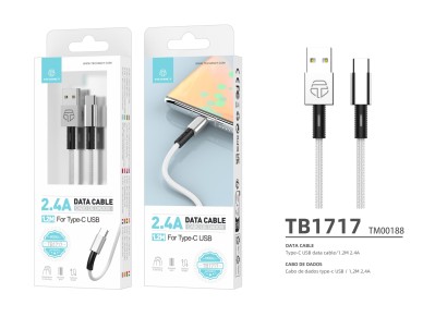 Techancy Cabo De Dados Usb- Tipo C Branco TB1717, Carregamento R�pido De 2,4 A, Liga De Alum�nio + E