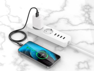 Techancy Cabo De Dados Usb-Tipo C 1M Preto TB1725, Carregamento De 2,4 A, Compat�vel Com Telem�veis 