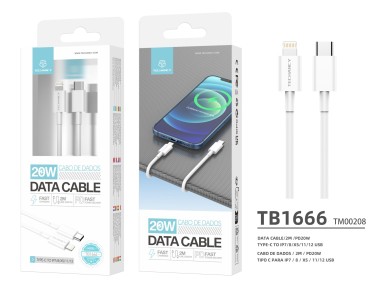 Cable de datos Techancy blanco de 20 W TB1666, compatible con iPhone 7 hasta 14, carga rápida P