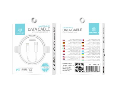 Cable de datos de carga rápida Techancy PD de 20 W y 1 m TB1668, interfaz USB C-IP8/X/11-14, co