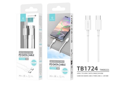 Cable de carga rápida USB-C a USB-C Techancy TB1724, 1 m, blanco, compatible con datos de carga