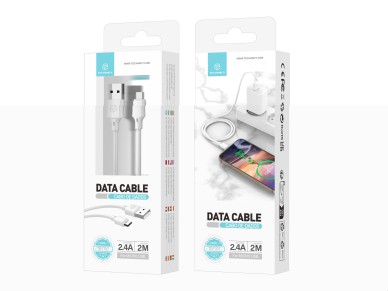 Techancy USB-Micro White Data Cable TB1707, 2 M Long, 2.4 A Charging, Compatible with Micro Devices