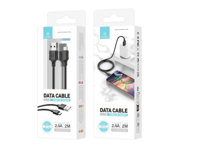 Techancy USB-Micro Data Cable Black TB1707, 2 M Distance, 2.4 A Charging, Compatible with Micro Devi