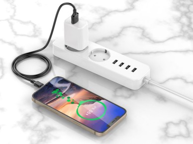 Techancy USB-Micro Data Cable Black TB1707, 2 M Distance, 2.4 A Charging, Compatible with Micro Devi