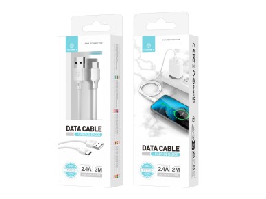 Techancy USB Type-C Data Cable White TB1725, 2 M Long, 2.4 A Charging, Compatible with Type-C Mobile