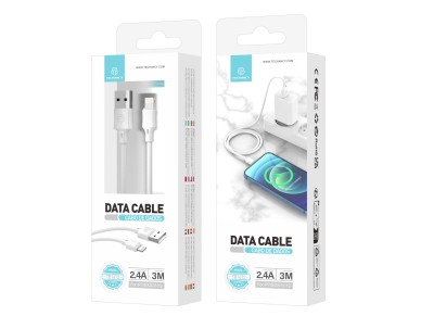 Techancy 3m USB-Lightning Charging Cable White TB1672, 2.4A Fast Charging, Long Range Charging 3m