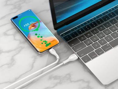 Techancy Data Cable 1m White TB1727, USB Type-C Port 3a Fast Charging, Suitable for Many Devices