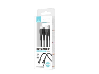Techancy Cabo De Dados De Carregamento Super-R�pido 6A Preto TB1730, Porta Usb-Tipo-C, 1 M De Compri
