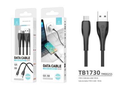 Techancy Cabo De Dados De Carregamento Super-R�pido 6A Preto TB1730, Porta Usb-Tipo-C, 1 M De Compri