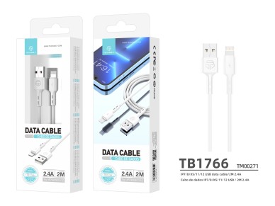 Cable de datos Techancy de 2 m TB1766, 2,4 A para carga IP8/X/11-14, uso a larga distancia, más