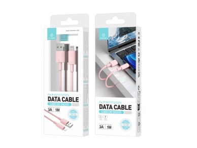 Techancy Cabo De Dados Usb-Lightning cor-de-rosa TB1768, Comprimento 1m Suporta Corrente De 3A E Tra