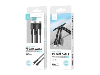 Techancy Fast Charging PD Cable Black 1.5 M TB1772, USB C to USB C Port 60W/20V-3A Charging
