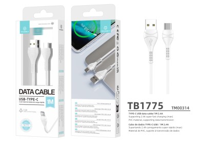 Techancy Cabo De Dados Usb-Type-C Branco 1M TB1775,Carregamento R�pido De 2,4 A, Suporta Transmiss�o