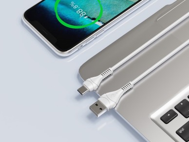 Techancy Cabo De Dados Usb-Type-C Branco 1M TB1775,Carregamento R�pido De 2,4 A, Suporta Transmiss�o