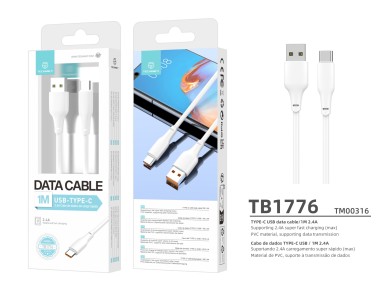 Cable de datos USB tipo C Techancy , blanco, 1 m, TB1776, carga rápida de 2,4 A, compatible con