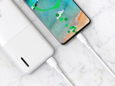 Techancy Cabo De Dados Usb- Tipo C Branco TB1778, Carregamento 2,4A, 30cm Adequado Para Utiliza��o C