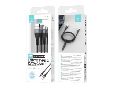 Cabo De Dados Usb Tipo C Preto TB1779, Carregamento R�pido De 3,1 A, Suporta Transfer�ncia De Dados 