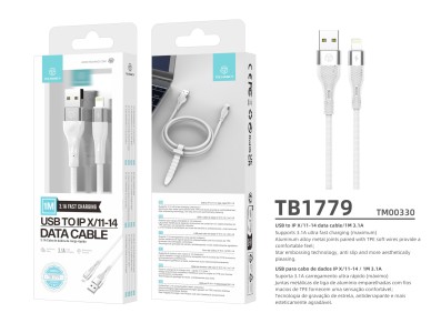 Techancy Cabo De Dados Usb Lightning Branco TB1779, Carregamento R�pido De 3,1 A, Suporte Para Trans