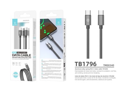 Techancy Cabo Usb C Para Usb C 1m TB1796, Design Totalmente Met�lico, Resistente A Animais, Carregam