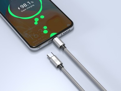 Cable USB-C a USB-C Techancy TB1796 de 1 m, diseño totalmente metálico, resistente a anima