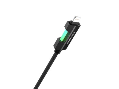 Cable USB-C a Lightning Techancy TB1797, 1 metro/30 vatios, luces RGB, trenzado de aluminio, compati