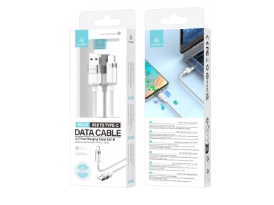 Techancy Cabo De Dados Usb Type-C 1m/3A Branco TV1780 Para Carregamento R�pido De Smartphones, Table