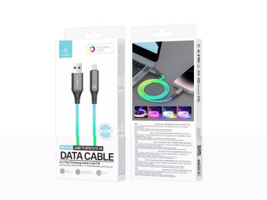 Cable de datos Techancy TB1781 de 1 m, USB-IP8/X/11-14, efecto de iluminación RGB, carga de 2,4