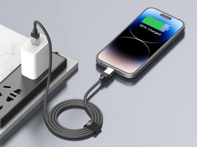 Cable de datos PD Techancy TB1800, 27 W, 1 m, negro, USB-C a Lightning, conector de aleación de