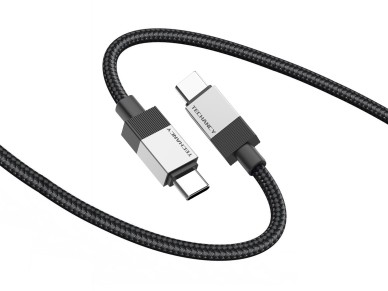 Cable de datos PD Techancy TB1800, 60 W, 1 m, negro, USB-C a USB-C, conector de aleación de alu