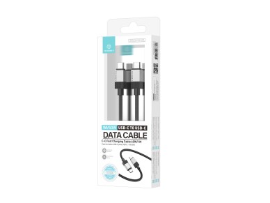 Cable de datos PD Techancy TB1800, 60 W, 1 m, negro, USB-C a USB-C, conector de aleación de alu