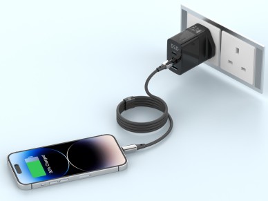 Cable USB-C a Lightning Techancy TB1802, 27 W, 1 m, negro, conector de aluminio, diseño antides