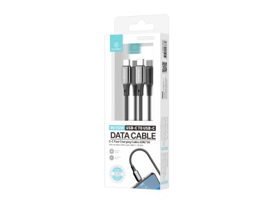 Techancy USB-C to USB-C Cable TB1802, 60W, 1m Black, Aluminum Connector, Non-Slip Design, Fast Trans