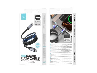 Cable magnético Techancy TB1802 USB-C a USB-C de 1 m y 60 W PD, compatible con carga de 30 W y 