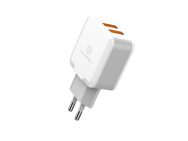 Techancy 2.4A Dual USB Port Wall Charger White TA2757 with 1m USB-Type-C Cable Set Techancy 2.4A Dual USB Port Wall Charger White TA2757 with 1m USB-Type-C Cable Set