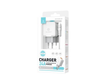 Techancy 2.4A Dual USB Port Wall Charger White TA2757 with 1m USB-Type-C Cable Set Techancy 2.4A Dual USB Port Wall Charger White TA2757 with 1m USB-Type-C Cable Set