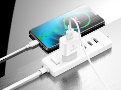 Techancy USB Charger for Mobile Phone White TA2776, Stable Charging 5V-1A with USB-Type-C Cable Set 